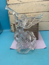 Vintage Clear Acrylic/Lucite Angel w/Horn, 9"H, Tree Topper