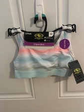 NWT GIRL'S SIZE SMALL ATHLETIC WORKS 2 PACK RACERBACK SPORT BRAS BAND SIZE 30