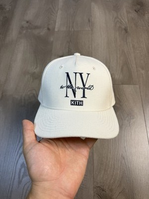 Kith NY To The World Snapback Hat Cream Navy Kith & Kin
