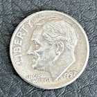 1957-P Roosevelt Dime Silver  Ungraded (VF+) Circulated Uncertified Nice Coin