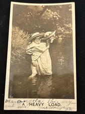 1906 Bamforth A Heavy Load RPPC Life Model Kids in Water Edwardian 1c Franklin