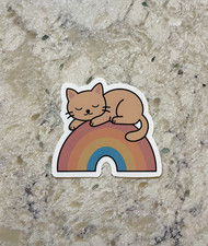 Cat Rainbow Sticker l Gloss or Holographic Laminate l Waterproof Decal