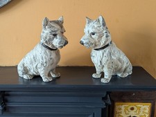Pair 1930's Spelter West Highland Terrier Dogs 23 x 21 cm