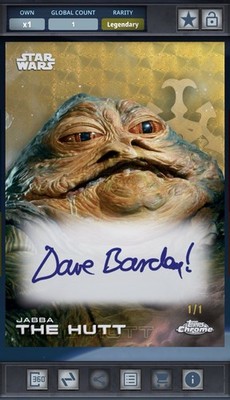 Jabba The Hutt Superfractor 1/1 Signature 1cc Star Wars Card Trader Topps Chrome