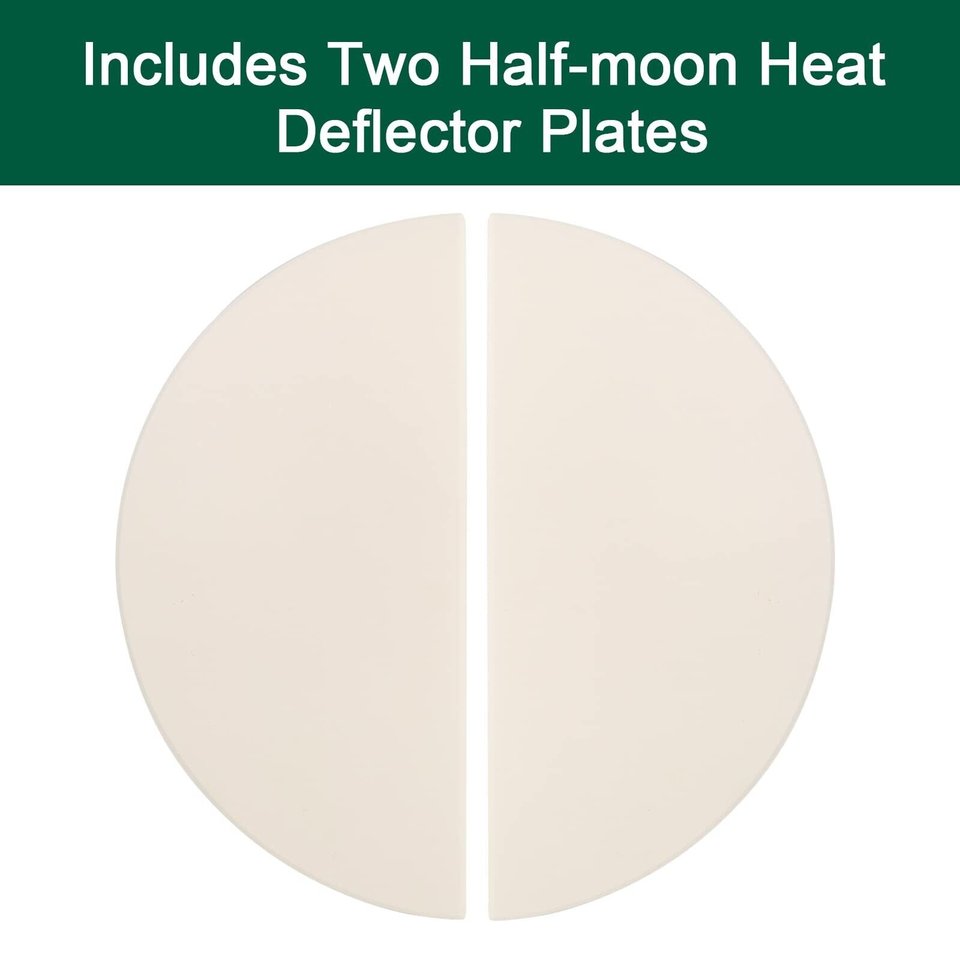 HalfMoon Ceramic Heat Deflector Plates for Kamado Joe Big Joe I, II