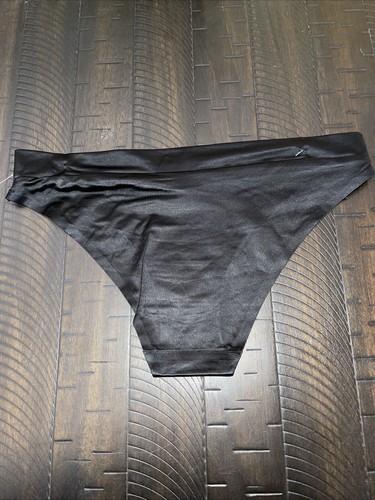 Juicy Black Silver Liquid Satin Shiny Bikini Panty Sissy Underwear Size Large - Picture 5 of 5