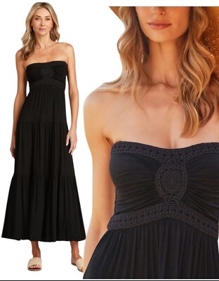 Trish Scully Women's Black PIPA Dress Sz 10 NWT Bohemian Strapless Pioneer Gypsy