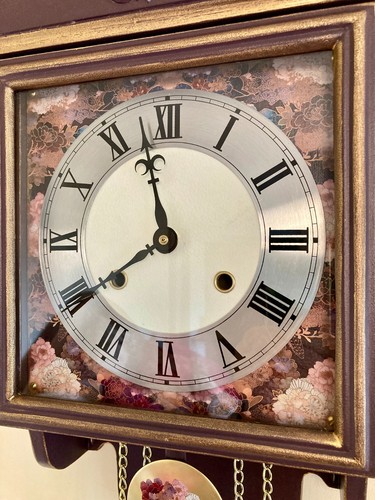 Clock Wall Pendulum Japanese Kimono Upcycled Vintage Bespoke - Picture 3 of 12