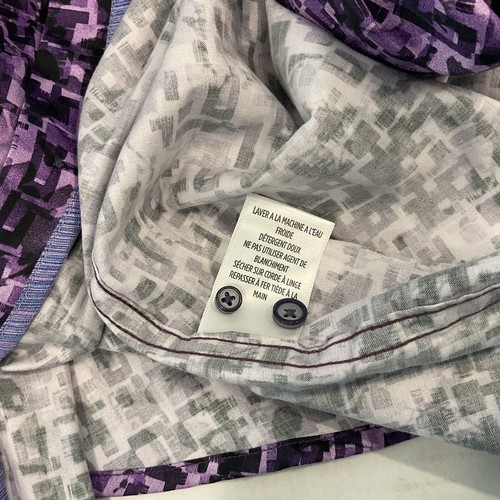 Robert Graham Geometric Flip Cuff Long Sleeve Stretch Purple Black Shirt BIG 1XL - Picture 6 of 8