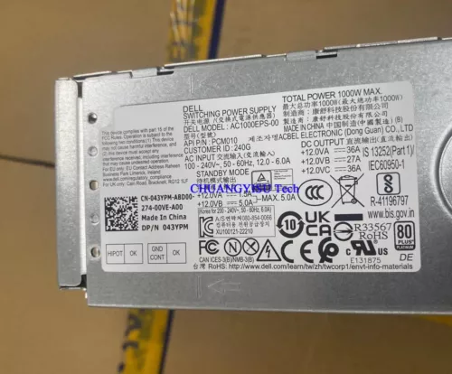 For Alienware R13,R14,T3660 Power Supply,1000W,43YPM,AC1000EPS-00;R61D8,RD0G0 - Picture 3 of 5