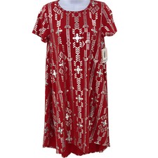 Lularoe Womens Carly Dress Size XS Red Silver Metallic Holiday High Low