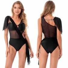 Women Lyrical Dance Leotards Dress Cut Out Ballet Figure Skating Dress Dancewear