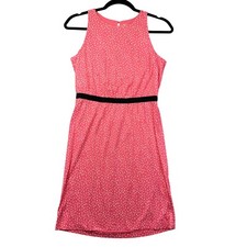 Ann Taylor LOFT Dress Women's Extra Small Petite Pink Sleeveless Polka Dot Midi