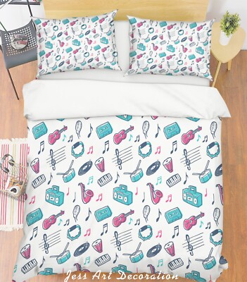 3D Musical Instrument Pattern Color Quilt Cover Set Bedding Sets Pillowcases 64