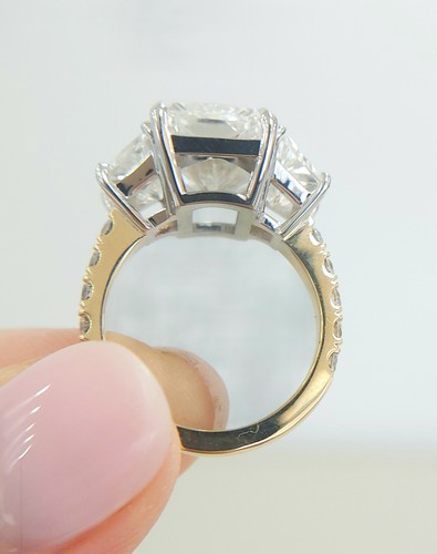 Diamond Gold Ring VS1 F Radiant 7 Ct Lab Grown IGI Certified TWO Tones Ring - Picture 3 of 11