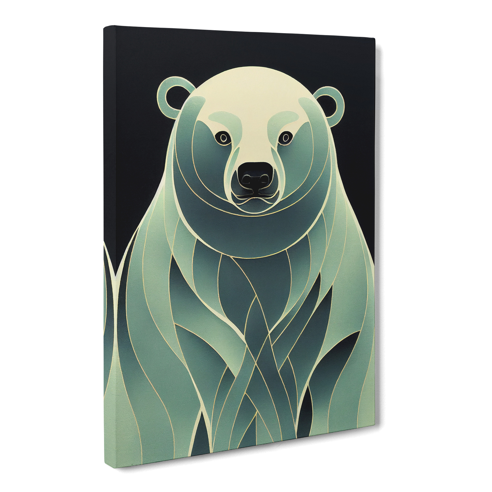 Polar Bear Art Nouveau Canvas Wall Art Print Framed Picture Decor Living Room