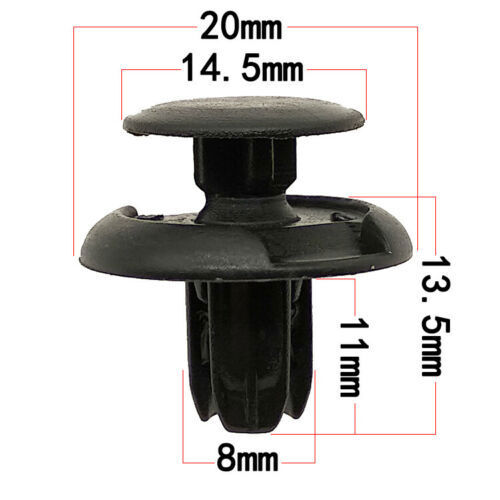 Fasteners And Clips 100-Pack Bumper &amp; Fender Clips &ndash; 6/7/8/9mm Auto Push Pins | Mixed Sizes | POM Material | Car Trim Fasteners Bumpers Clips