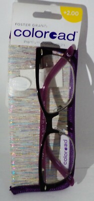FOSTER GRANT Crystal Vision READER Eye Glasses CLEO PRP Premium Frame +2.00