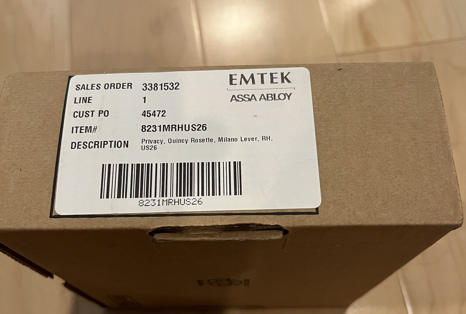 Emtek Milano Privacy Door Handle with Quincy Rosette in Polished Chrome 8231MRHU26-image