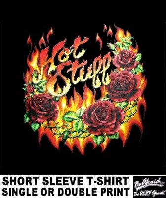 GIRLS HOT STUFF BIKER BABE FLAMES ROSES THORNS BE AFRAID GOTHIC T-SHIRT WS201