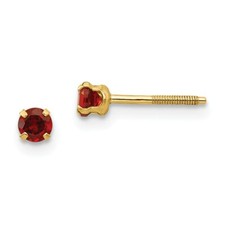 14K Yellow Gold 3mm Garnet Birthstone Stud Earrings Madi K Children's Jewelry