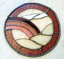 VINTAGE STAINED GLASS PURPLE RAINBOW SUN CATCHER WINDOW ORNAMENT BOHO