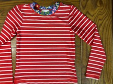 Hanna Andesson Red Striped Rash Guard w/Floral Trim Long Sleeve Swim Top 130 8