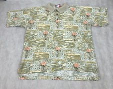 Vintage Crosswinds Polo Fishing Shirt Men’s Large Floral 3 Button Made In USA