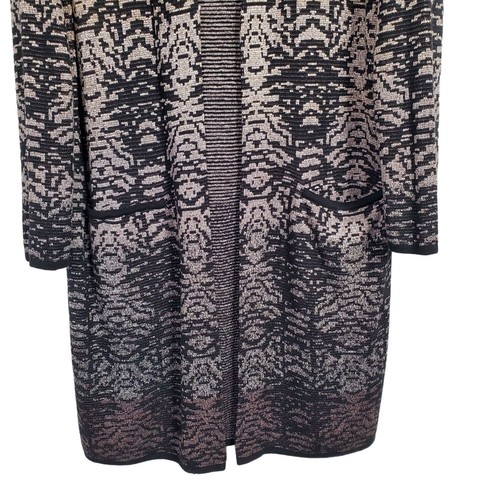 Chicos 3 Size XL Cardigan Ombre Knit Open-Front Maxi Metallic Luxurious Shimmer - Picture 5 of 11