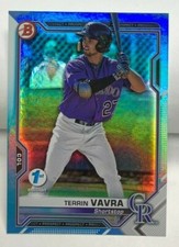 Terrin Vavra 2021 Bowman 1st First Edition SKY BLUE Foil #BFE-100 SP - ROCKIES