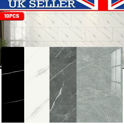 10x Self Adhesive Marble Tile Effect Sticker Kitchen Bathroom Home Wall ...