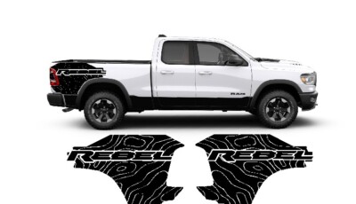  COMPATIBLE WITH DODGE RAM REBEL TOPOGRAPHICAL HOOD & BED GRAPHICS  PACKAGE DEAL