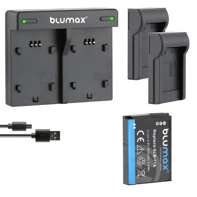 1x Akku + Lader für Samsung SLB-11A TL320, TL350, TL500  WB600 WB650 900 mAh