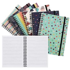 6 Pack 5x7 Spiral Notebooks with Pocket - Small Lined Journals with Elastic C...