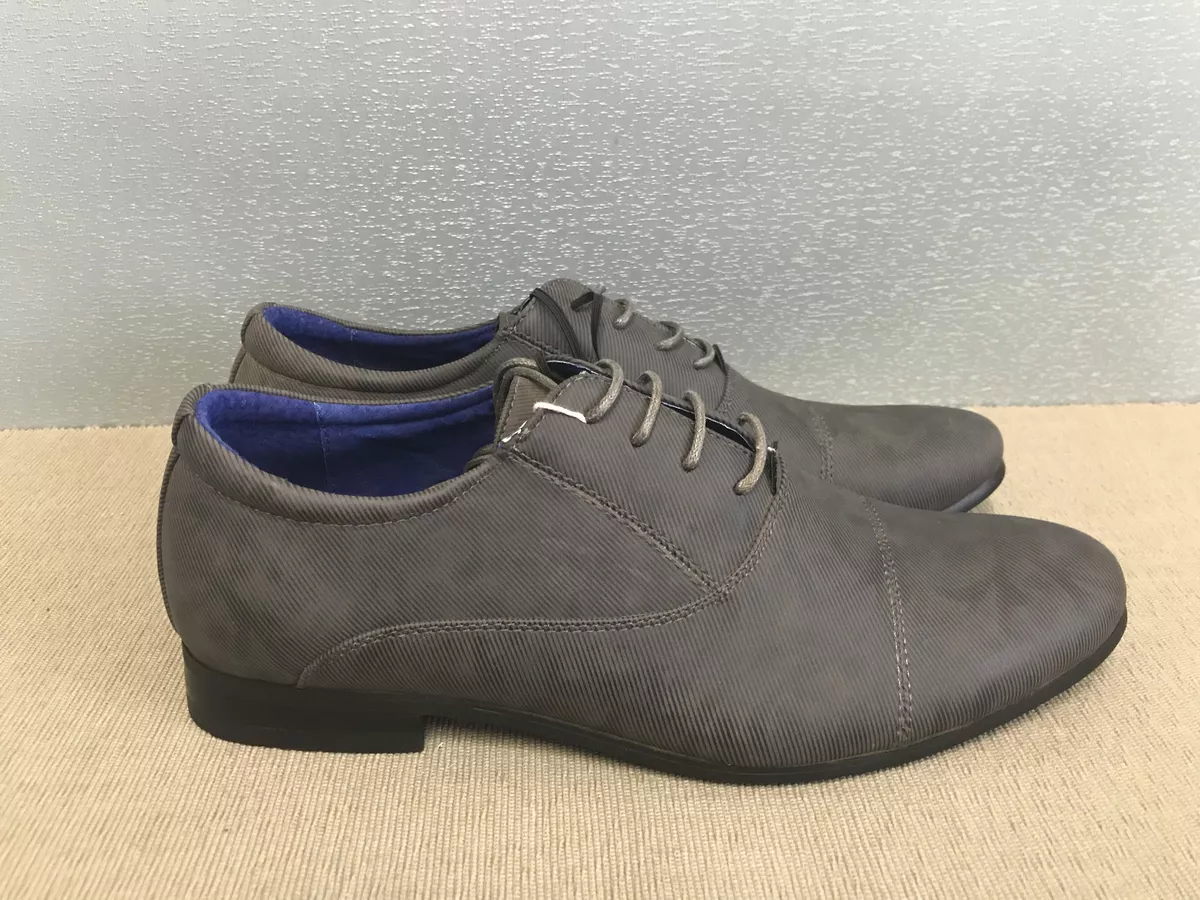 BNWT Mens Teenage Boys Size 7.5 Rivers Grey lace up Dress Casual work Shoes