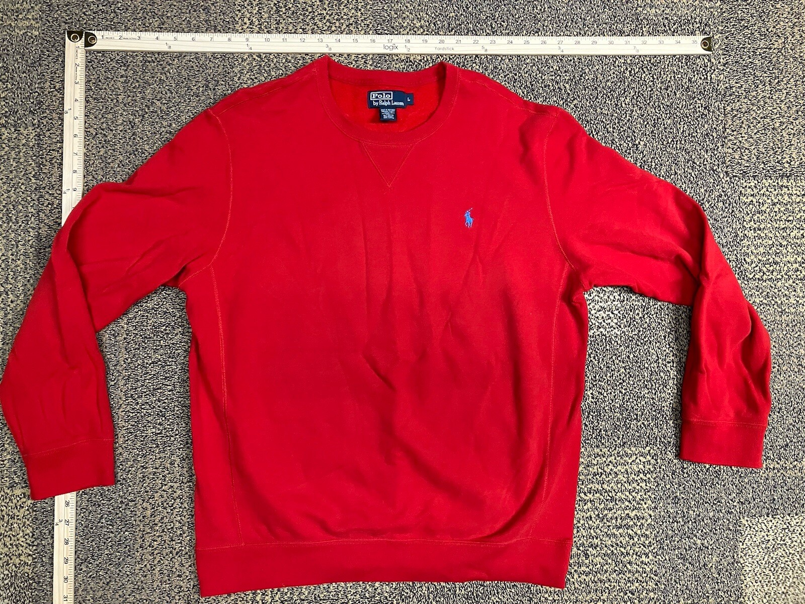POLO RALPH LAUREN FELPA PONY CREWNECK ROSSA RICAMATA Taglia Large L