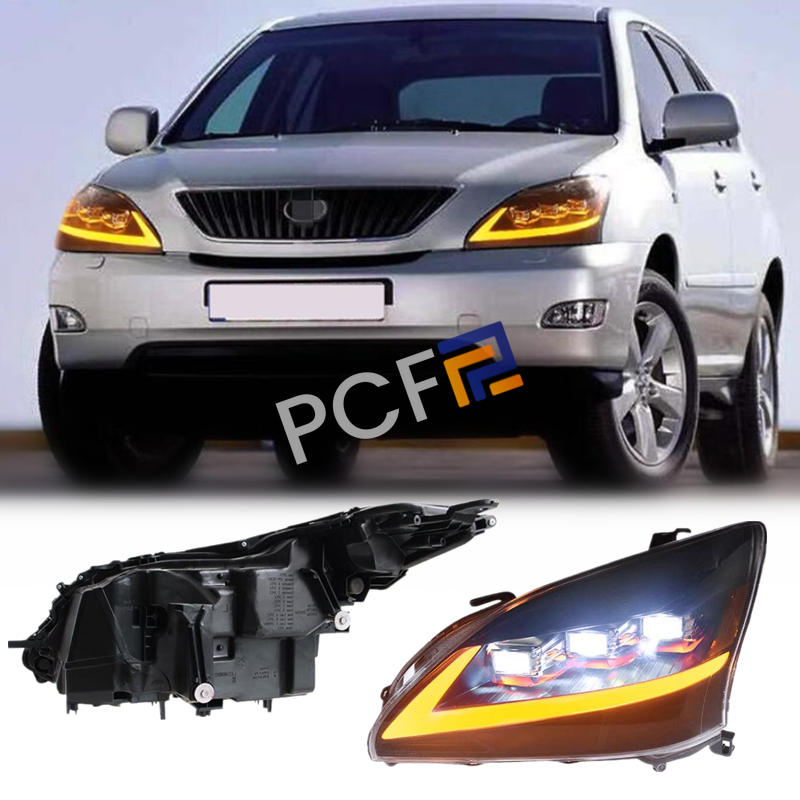 1 pair For Lexus RX330 RX350 RX400h LED DRL Headlights Projector