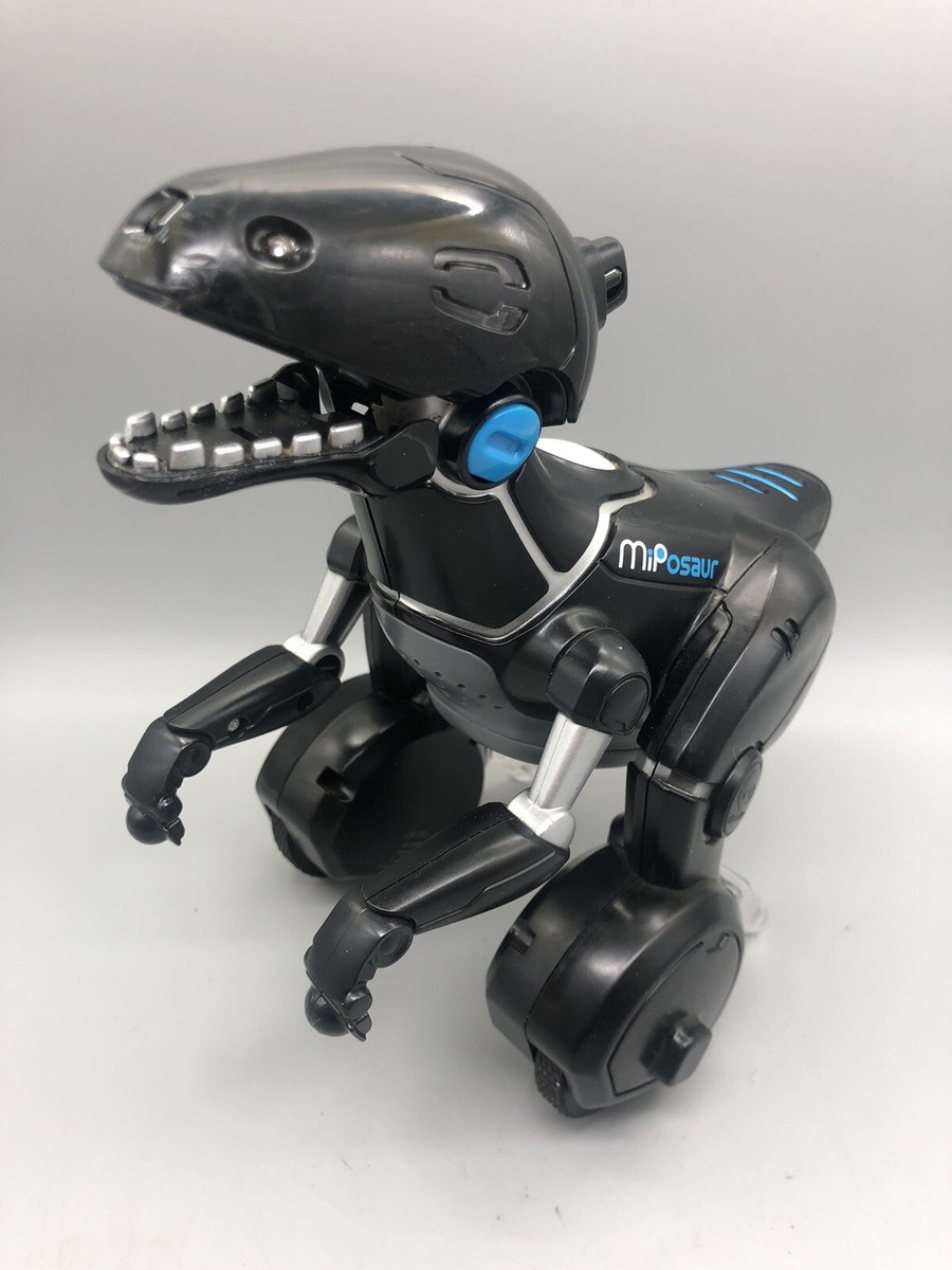 WowWee MiPosaur Black Robot Dinosaur No Remote and Missing Tail Powers On