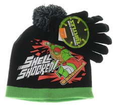 TEENAGE MUTANT NINJA TURTLES Knit HAT BEANIE Cap  Gloves Glove SET Pom Raphael