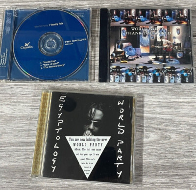 WORLD PARTY 3 CD Lot THANK YOU WORLD - EGYPTOLOGY - VANITY FAIR 3 Song EP VG