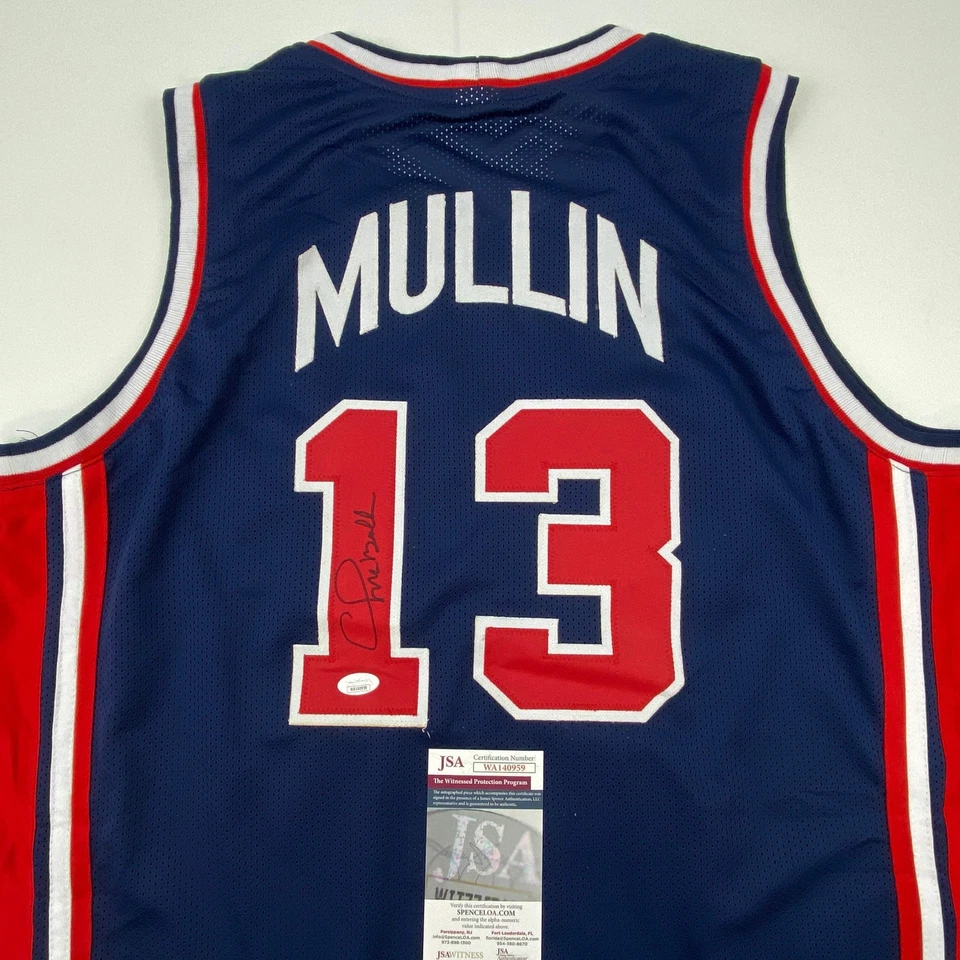 Camiseta azul autografiada/firmada de Chris Mullin 1992 Dream Team Juegos Olímpicos de Estados Unidos certificado de autenticidad JSA Foto 2 de 4