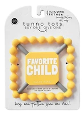 Bella Tunno Tots Silicone Teether FAVORITE CHILD, Yellow BPA PVC Free, Easy Grip