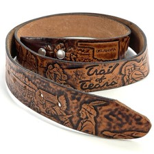 Vtg Hand Tooled Leather Belt Trail of Tears Signed By Katherine Oklahoma Lex 90s