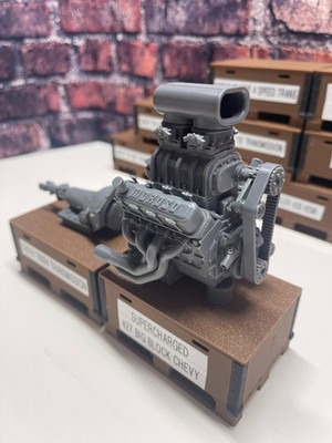 3D Printed CHEVY BLOWN BIG BLOCK with 700R-4 Trans 1/24th - 1/10th MADE IN USA