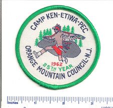 1962 KEN-ETIWA-PEC  WOVEN CAMP PATCH BSA Orange Mountain Council NJ MINT BSA