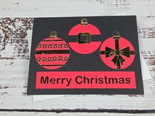 Merry Christmas Greeting Card Kit 41a DIY Craft Kit, Elegant Gold Ornaments 