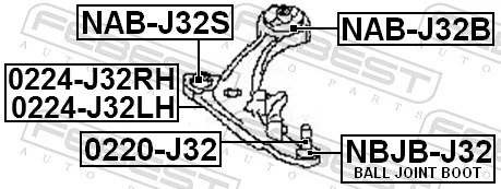 BALL JOINT 0220-J32 FOR INFINITI NISSAN VQ35DE 3.5L 6cyl JX SUVQR25 2.5L 4cyl - Image 3 of 4