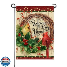 Artofy Christmas Cardinal Small Decorative Garden Flag, Vintage X