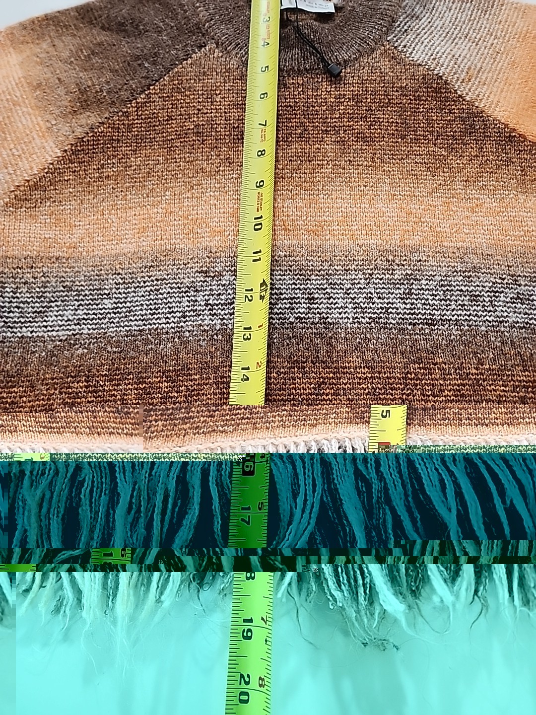 Zara Brown Orange Boho Fringe Cropped Blogger Favorite Western Sweater Small thumbnail 5