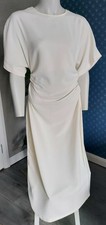 Zara Cream Crepe Midi Dress Size L 14 New Without Tags